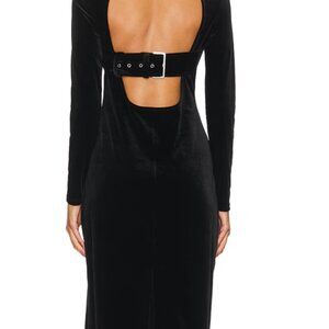 Steve Madden Black Velvet Open-Back Midi Dress Size Medium